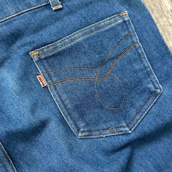 Vintage 70s Levi's Flared Orange Tab Denim Jeans 646 684 Size 40X28 - Picture 3 of 7
